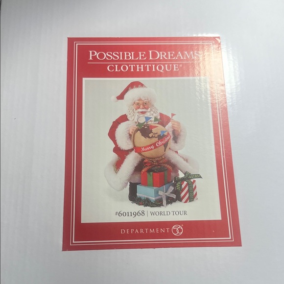 Department 56 Possible Dreams Clothique Santa Figurine World tour 8.5”T 6”W